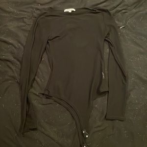 Long sleeve black mesh bodysuit